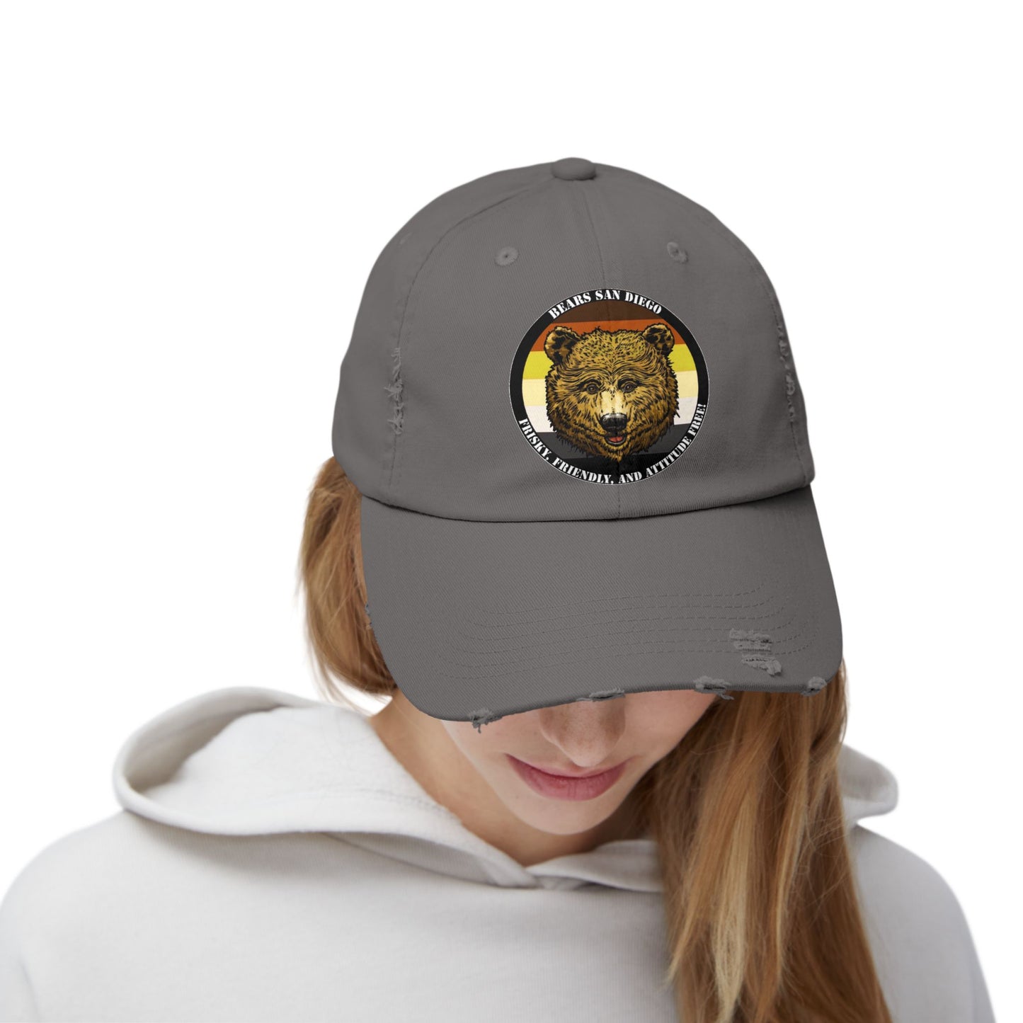 Unisex Distressed Bear Cap - Casual Vintage Style Hat for Outdoor Enthusiasts