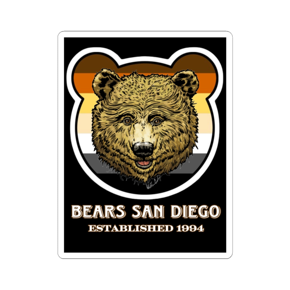 Bears San Diego Kiss-Cut Stickers - Vintage Bear Design for Pride and Nature Lovers