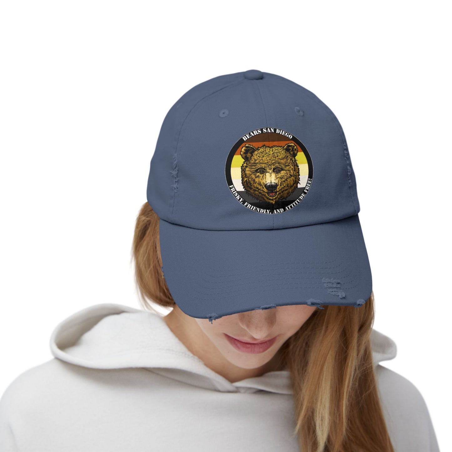 Unisex Distressed Bear Cap - Casual Vintage Style Hat for Outdoor Enthusiasts